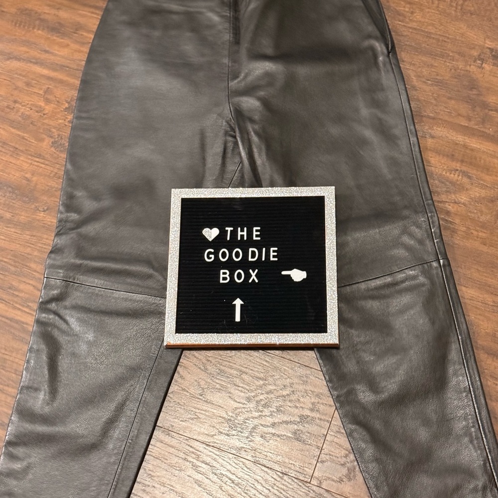 Harve Benard Black Leather Straight Leg Pants